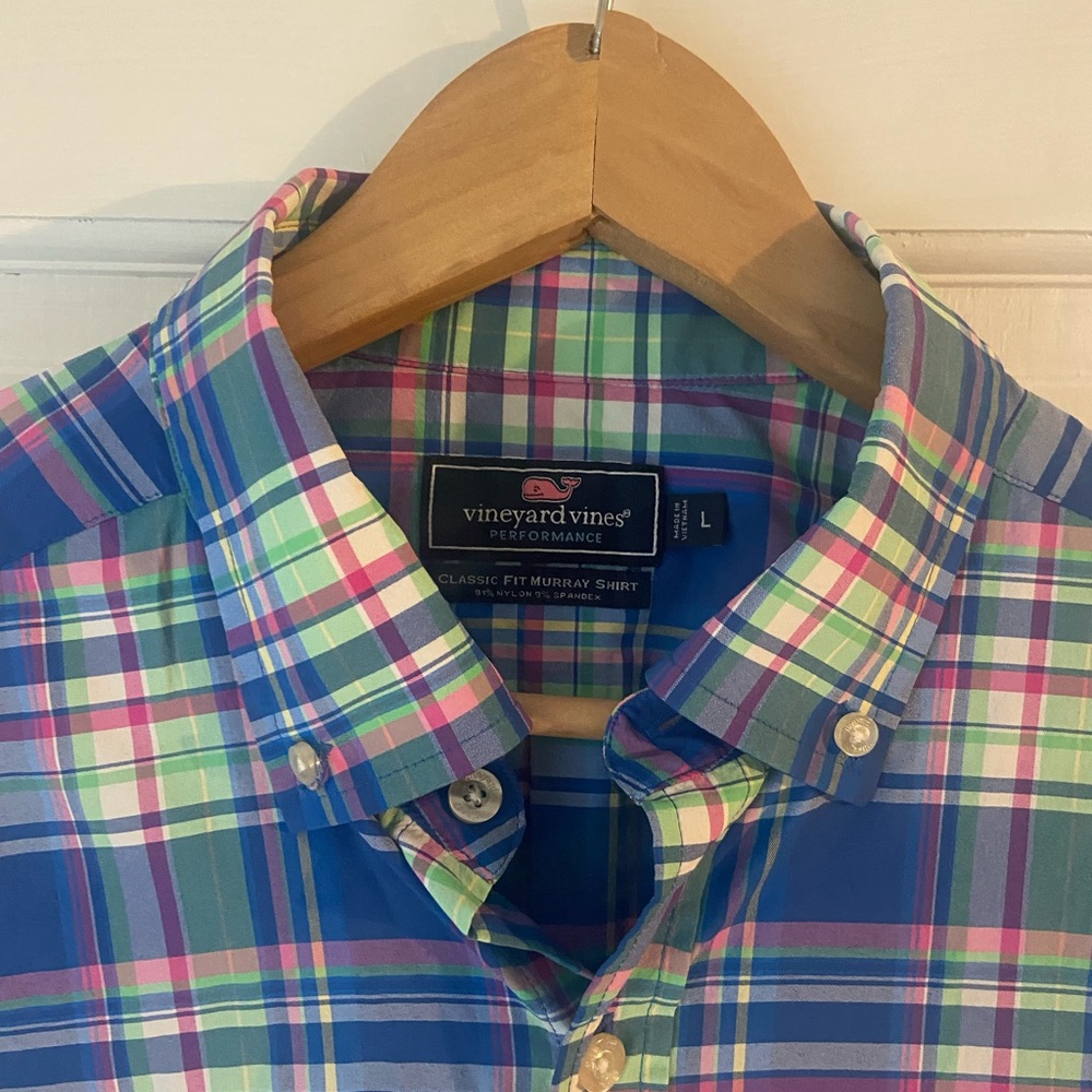 Vineyard Vines Blue Plaid performance fabric Men's shirt - Picture 2 of 3